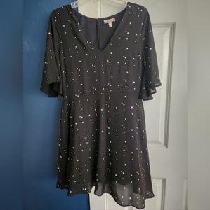 Gianni Bini GB gold star abd black flower dress new years party fun dress fancy